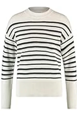 Gerry Weber Duurzame gebreide trui voor dames, brede geribbelde manchetten, lange mouwen, overgesneden schouders, gestreept, , 44