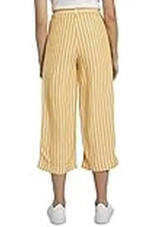 TOM TAILOR Dames Gestreepte culotte broek van linnenmix 1018282, , 40