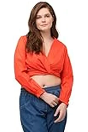 Ulla Popken Dames Grote Maten Short Wrap Blouse, , 50/52 NL