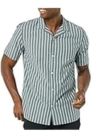 Amazon Slim-fit vakantieshirt voor heren, marineblauw gestreept, M
