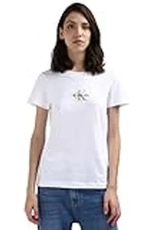 Calvin Klein Jeans Dames Monologo Slim Fit T-shirt met korte mouwen en ronde hals, , XS