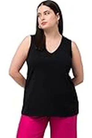 Ulla Popken Dames top met V-hals T-shirts, , 54/56 NL