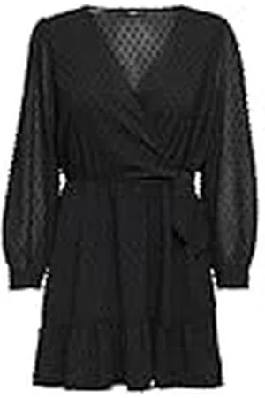 ONLY Onltiva L/S Dobby Fake Wrap Dress WVN mini-jurk voor dames, , S