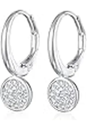 Elli Oorbellen voor dames, creolen, plaatjes, hanger, elegant, zilverkleurig met kristallen, Eén maat, Messing, kristal