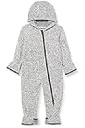 Playshoes Baby gebreide fleece overall, ademende unisex jumpsuit voor jongens en meisjes met lange ritssluiting en capuchon, gemêleerd patroon, , 92 cm
