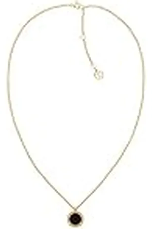 Tommy Hilfiger Damenkette mit Onyx Stein aus hochwertigem gold-ionenplattiertem Edelstahl, Länge: 50 cm, 2780656