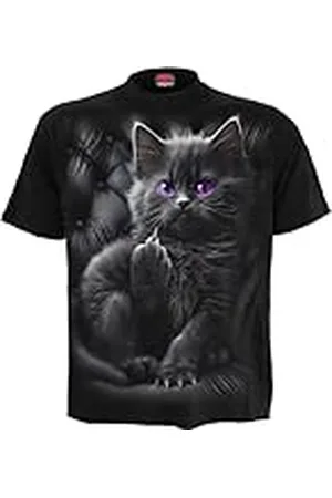 Spiral Cattitude T-shirt zwart M 100% katoen Basics, Cats, Dieren, Gothic, Rock wear