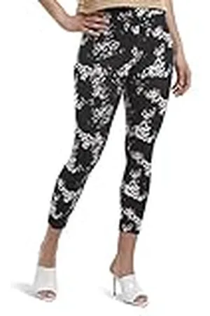 HUE Dames brede tailleband verduisterende katoenen capri leggings, diverse kousen, , XS