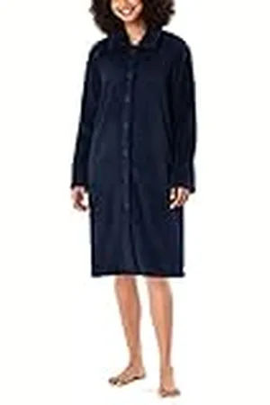 Schiesser Damen Bademantel kuschelig und warm mit Knöpfen - Teddy Fleece