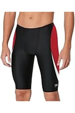 Speedo Herenzwempak, standaard zwembroek, Endurance+, split-teamkleuren, zwart/rood, maat 24