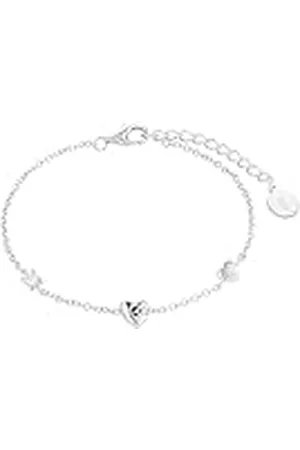QS by s.Oliver Armband 925 sterling zilveren dames armsieraden, met zirkonia cubic synth., 16+3 cm, , hart, Wordt geleverd in sieraden geschenkverpakking, 2017226
