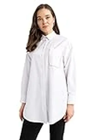 DeFacto Hemdblouse met lange mouwen voor dames, hemd met knopen voor vrijetijdskleding, , XL