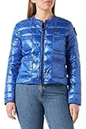 Blauer Korte gevoerde jas met veren, kanten jas, 959 Baia, blauw, XL dames, , XL