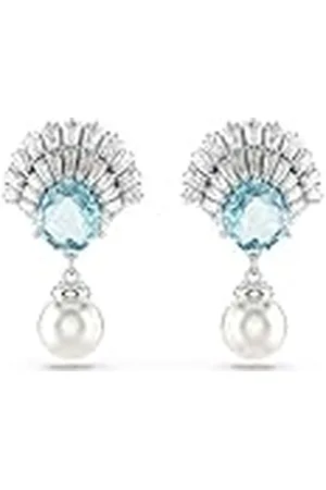 Swarovski Idyllia Oorhangers, Schelp, Blauw, Rodium Toplaag