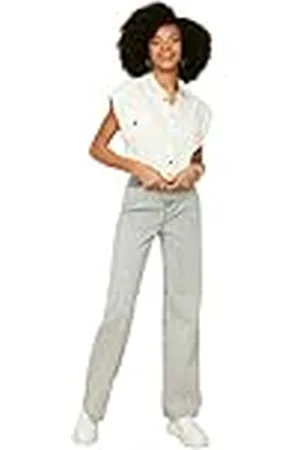 Trendyol High Leg jeans met Gray Wash Effect dames, , 40