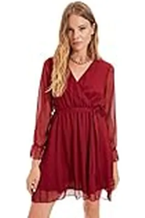 Trendyol Dames Midi Ruffle Hem Fitted Dress, , 40
