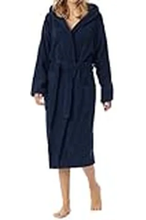 Schiesser Badjas voor dames met capuchon badstof 120 cm lengte - katoen, , L
