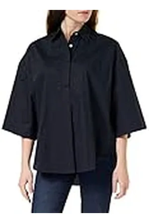 French Connection Dames Rhodos Duurzame Poplin Korte Mouw Popover Button Down Shirt, Marine, S, , S