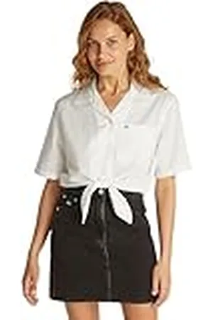 Tommy Hilfiger Dames TJW CRP LINNEN SS SHIRT S/S Shirt, Wit, XXS, , XXS