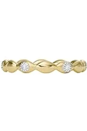 Fossil Damesring, boze oog 14K vergulde heldere laboratorium gekweekte diamanten band ring