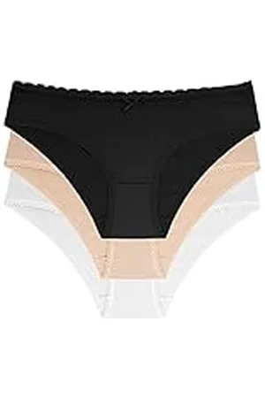Dorina Set van 3 Naomi slips van biologisch katoen, zwart/zwart/ivoor/beige/beige, XXL