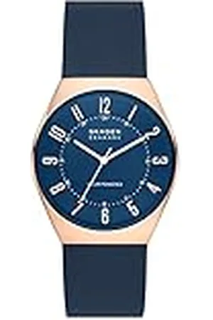 Skagen Grenen Zonne-energie Oceaanblauw Leren Horloge