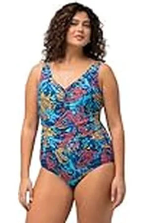 Ulla Popken Dames Wiebke, overgeslagen taille badpak, , 56