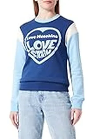 Moschino Dames Slim Fit Color Block Long-Sleeved with Love Storm Heart Water Print Sweatshirt, , 38