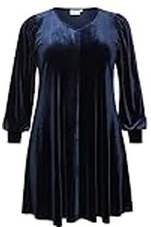 Kaffe Plus-size damesjurk met lange mouwen en V-hals, , M/Petite