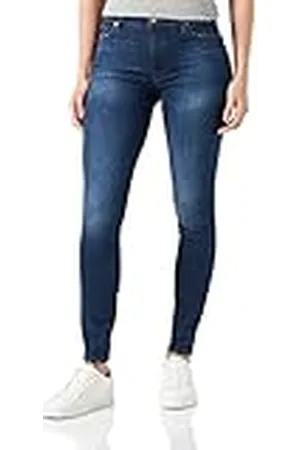 7 for all Mankind HW Skinny Slim Illusion with Embellished Squiggle Jeans, Dark Blue, Regular Dames, , Eén maat