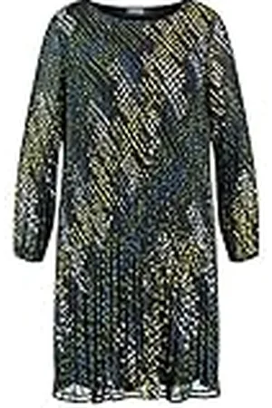 Samoon Dames 180015-21037 jurk stof, zwart patroon, 54