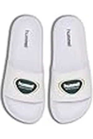 Hummel Unisex Pool Badge Slide Sandaal, wit/groen, 37 EU, , 37 EU
