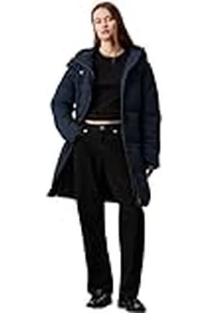 Calvin Klein Jeans Dames LOGO RIEM LANGE PUFFER J20J224122, Puffer Jacket, Blauw, M, , M