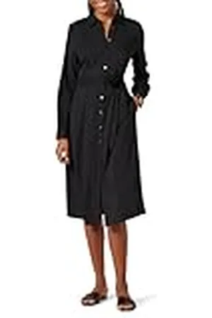 Amazon Dames Georgette lange mouw midi-lengte overhemdjurk, , XX-Large