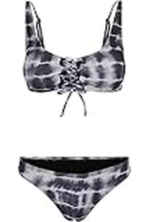 Urban classics Dames Ladies Lace Up Tie Dye Bikini, , XL
