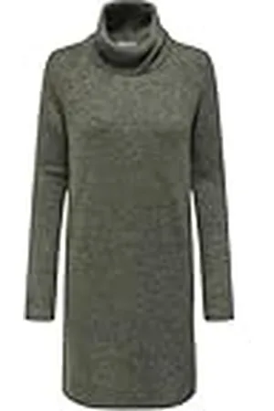 JDY Lange Mouw Gebreide Jurk Mini Col Dress Regular Fit Trui Ronde Hals T-shirt Knie-Lengte ELANOR, Colour: , Size:S
