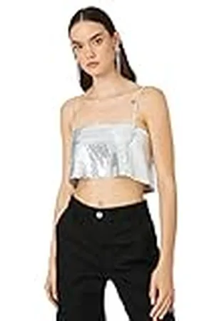 Koton Dames Sequined Torsolette Square Neck Thin Strappy Blouse, , XS