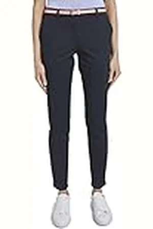 TOM TAILOR Dames Eenvoudige chinobroek met riem 1016542, , 32W / 30L