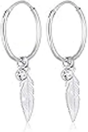 Elli Oorbellen Dames Creolen Veer Hanger Boho Festival met Kristal in 925 Sterling