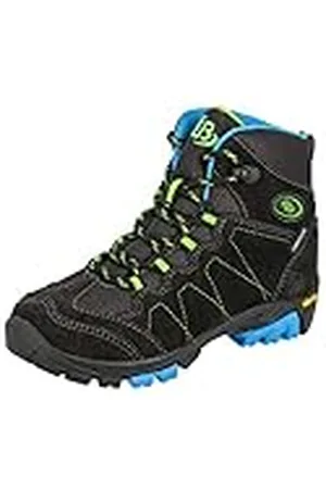 BRUTTING Bergen High Jongens Trekking- & wandellaarzen, Antraciet/blauw/limoen, 41 EU