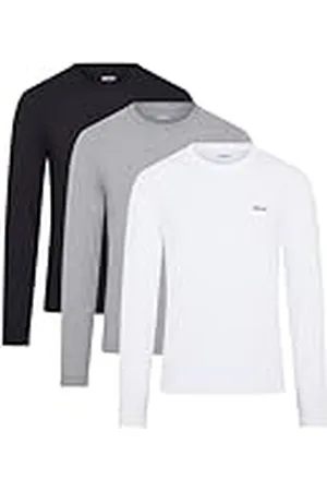 DKNY Heren lange mouwen slim fit lichtgewicht bovendeel in zwart/wit/grijs met ronde hals en merklogo - 100% katoen, super zacht en comfortabel loungewear., , XL