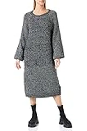 Faina Gebreide damesjurk 19228924, zwart gemêleerd zilver, M/L, , M/L