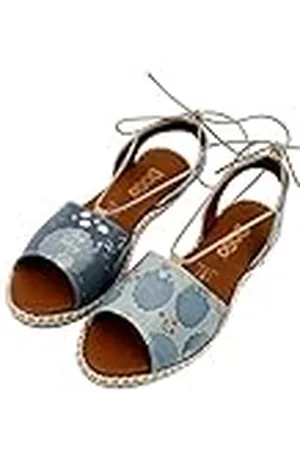 Dogo Femme Cuir Vegan Bleu Sandales à Lacets - Sandales de Mode Décontractées Confortables Faites à la Main, Sleep Factory Motif