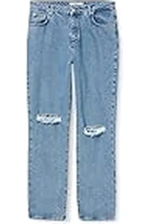 NA-KD Dames Destroyed Straight Denim Jeans, , 42