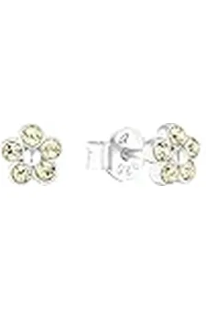 Amor Oorbellen 925 Sterling Zilveren Meisjes Kinderoorbellen, Met Kristalglas, 0,5 cm, Zilver, Bloem, Wordt Geleverd In Sieraden Geschenkverpakking, 2036521