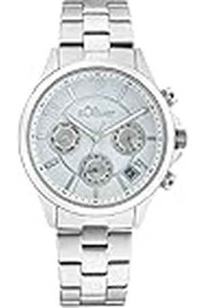 QS by s.Oliver Armbanduhr Damen Multifunktion Analog, mit Edelstahl Armband, Silber, 5 bar Wasserdicht, Multifunktion, Kommt in Uhren Geschenk Box, 2033556