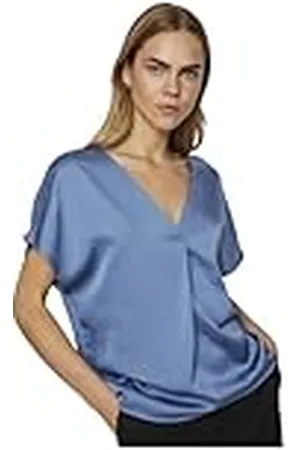 VILA Dames Viellette V-hals S/S Satin Top-Noos blouse met korte mouwen, , 34