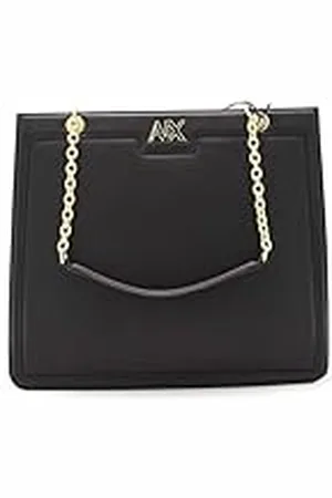 Armani Exchange Dames Madison, Sustainable, Gold Chain Handle Tote L, Black