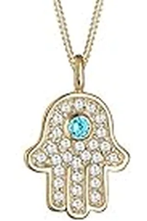 Elli Dameshalsketting met hanger Hamsa Hand Fatima zirkonia verguld zilver 925, 40 cm, Facetgeslepen, Zirkonia