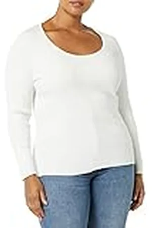Amazon Dames fijne gauge stretch ronde hals lange mouwen trui (verkrijgbaar in grote maten) (voorheen Daily Ritual), , medium